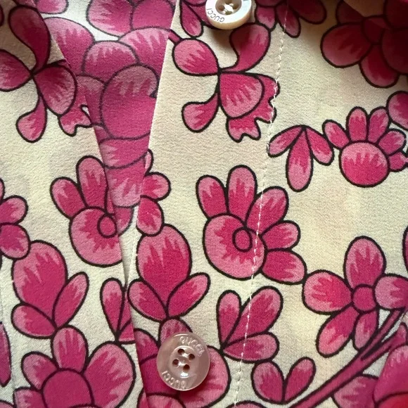 Gucci Pink and Black Floral Long Sleeve Dress - Picture 4 of 5